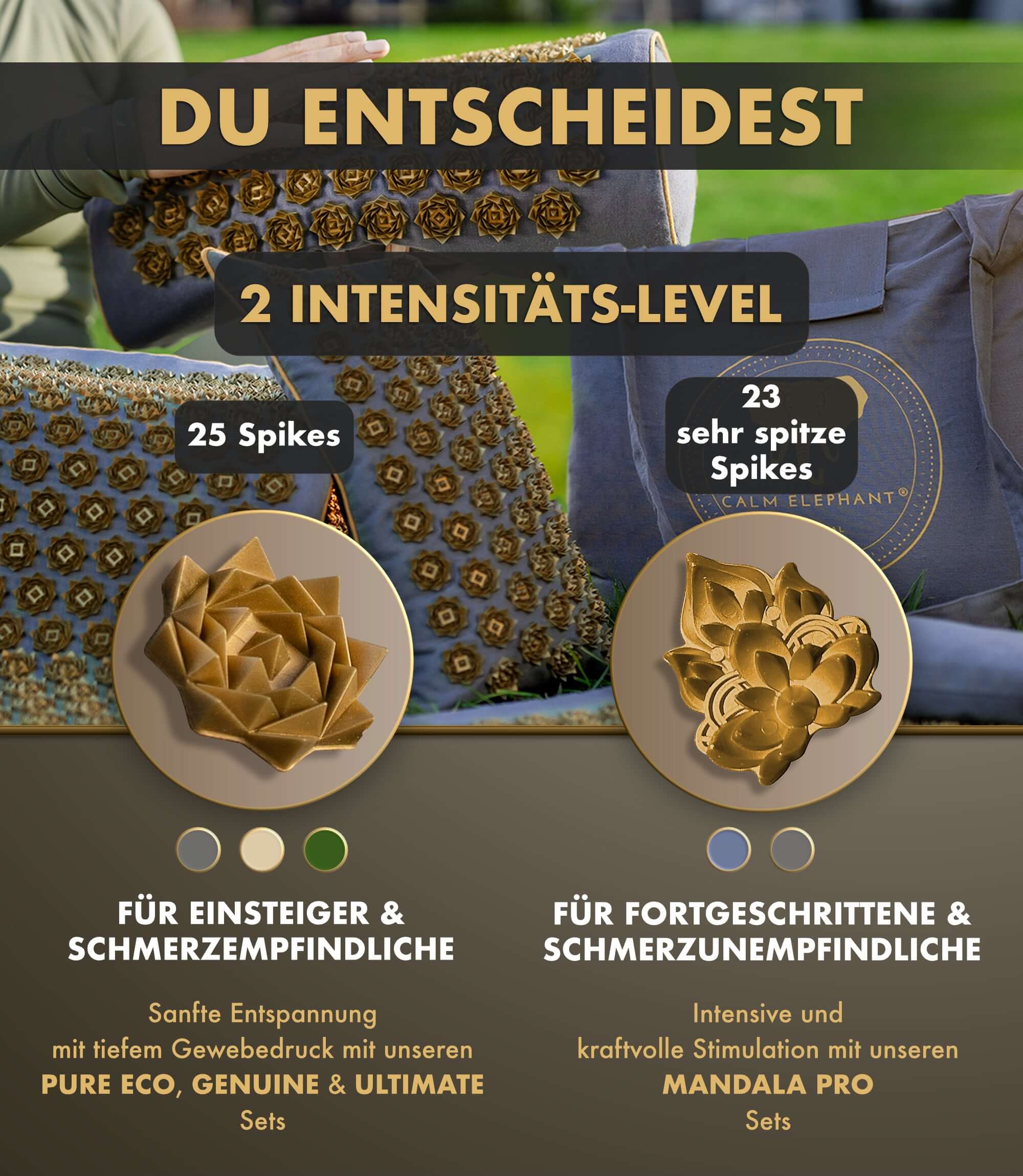 Akupressurmatte | GENUINE 5er Set - grau mit Intensitätslevel für Einsteiger und Fortgeschrittene